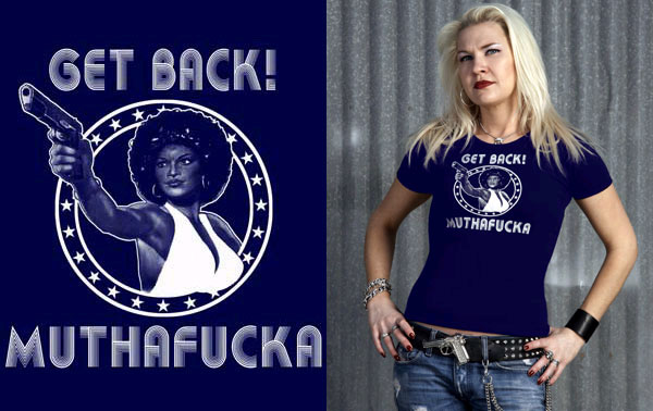 Lucky Mule Brand- Get Back Muthafucka on a navy girls fitted shirt (Sale price!)