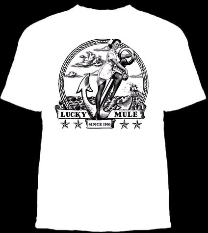 Lucky Mule Brand- Nurse On Anchor on a white shirt