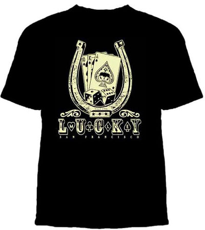 Lucky Mule Brand- Lucky Horseshoe on a black shirt