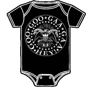 Show product details for Goo Goo Gaa Gaa Hey baby onesy by Lucky Mule (S: 3-6 mo, M: 6-12 mo, L: 12-18 mo, XL: 18-24 mo)
