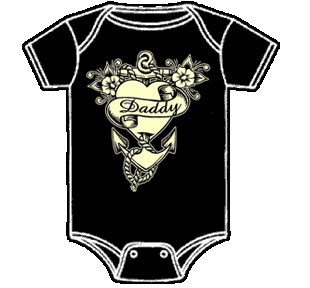 Show product details for Daddy baby onesy by Lucky Mule (S: 3-6 mo, M: 6-12 mo, L: 12-18 mo, XL: 18-24 mo)