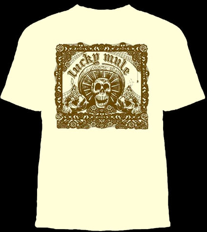 Lucky Mule Brand- Lucky Sombrero on a natural shirt