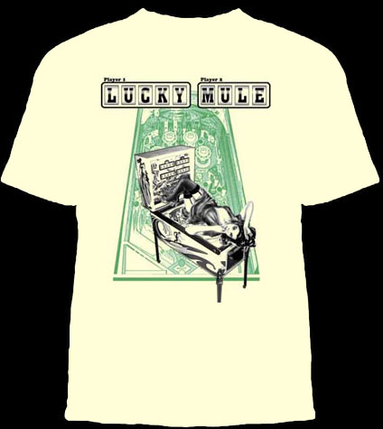 Lucky Mule Brand- Pin Up On A Pinball Machine on a natural colored shirt (Sale price!)