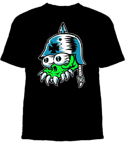 Lucky Mule Brand- Buckethead on a black shirt