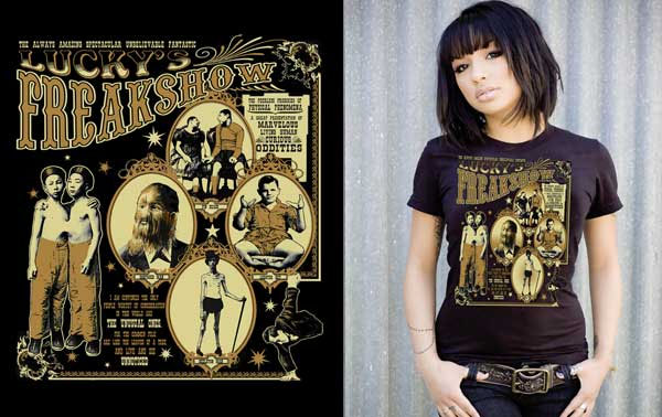 Lucky Mule Brand- Freak Show on a black girls fitted shirt