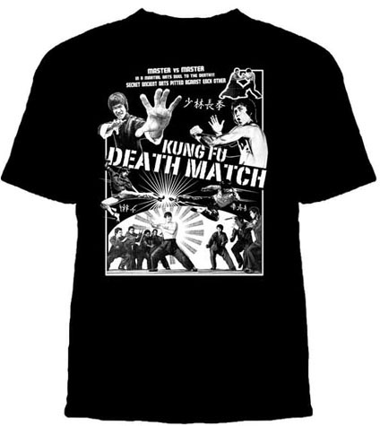 Lucky Mule Brand- Kung Fu Death Match on a black shirt