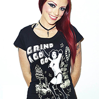 Lucky Mule Brand- Grind A Go Go on a black girls fitted shirt