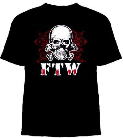 Lucky Mule Brand- FTW on front, Lucky Mule on back on a black shirt (Sale price!)