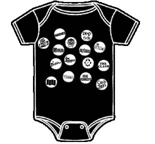Punk In Training baby onesy by Lucky Mule (S: 3-6 mo, M: 6-12 mo, L: 12-18 mo, XL: 18-24 mo)