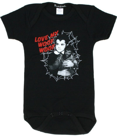 Munsters- Eddie Munster Love My Woof Woof Baby Onesie (S:0-6m, M:6-12m, L:12-18m) (Sale price!)