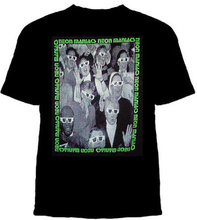 Neon Maniacs- 3-D Glasses on a black shirt (Discontinued! Sale price!)