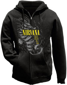 Nirvana- Seahorse on a black zip up hooded sweatshirt (Sale price!)