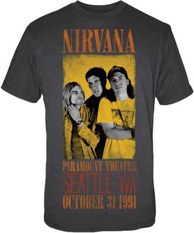 Nirvana- 1991 Seattle Halloween Show on a grey guys slim fit shirt (Sale price!)
