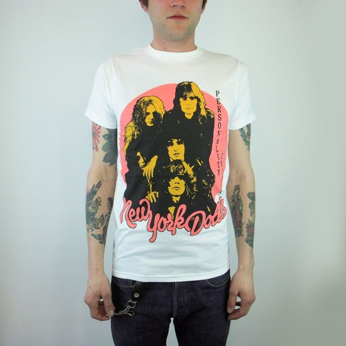 New York Dolls- Personality Conflict on a white slim fit shirt