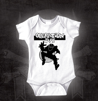 Operation Ivy- Ska Man on a white onesie (S=0-6m, M=6-12m, L=12-18m, XL=18-24m)
