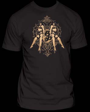 Bettie Page- Double Bettie on a black slim fit shirt (Sale price!)