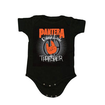 Pantera- Daddy's Little Thrasher on a black one piece snap bottom baby shirt (S=0-6 mo, M=6-12 mo, L=12-18 mo, XL=18-24 mo)