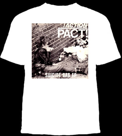 Action Pact- Suicide Bag on a white shirt