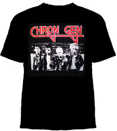 Chron Gen- Band Pic (Red Logo) on a black shirt