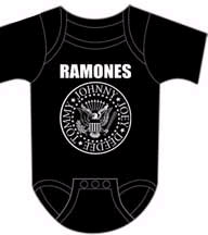 Ramones- Presidential Seal on a black one piece snap bottom baby shirt (S=0-6 mo, M=6-12 mo, L=12-18 mo, XL=18-24 mo)