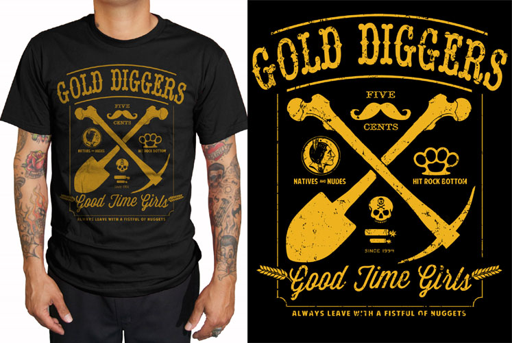 Gold Digger black guys shirt by Steady Clothing - SALE