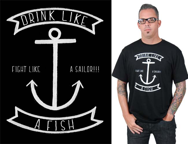 Drink Like a Fish black guys shirt by Steady Clothing 