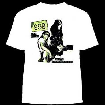 999- I'm Alive on front, Live Pics on back on a white shirt