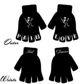 Social Distortion- Skeleton & Logo Fingerless Gloves