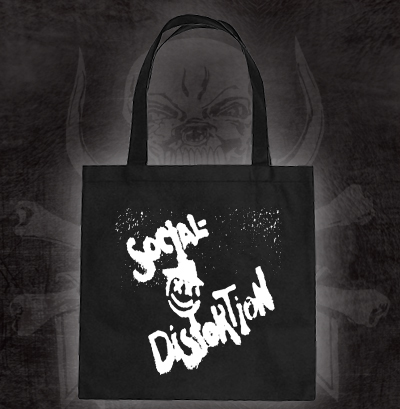Social Distortion- Spray Paint Face on a black tote bag