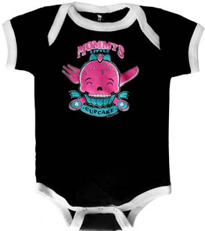 Mommy's Little Cupcake on a black/white onesie by Sourpuss (S:0-3m, M:3-6m, L:6-12m, XL:12-18m) - SALE