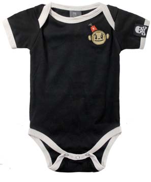 Fez Monkey embroidered on a black onesie by Sourpuss (S:0-3m, M:3-6m, L:6-12m, XL:12-18m) - SALE