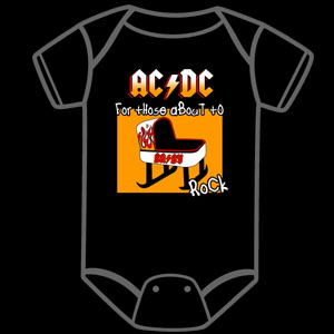 Show product details for AC/DC- For Those About To Rock (Cradle) on a black onesie (S:0-3m, M:3-6m, L:6-12m, XL:12-18m) - SALE
