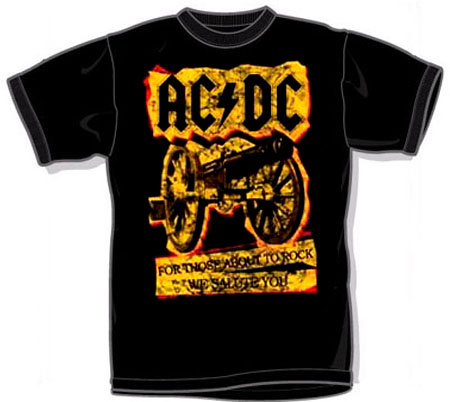 Show product details for AC/DC- For Those About To Rock (Messy Print) on a black shirt (Sale price!)