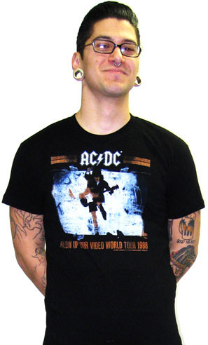 AC/DC- Blow Up Your Video Tour 1988 on a black guys slim fit shirt - SALE
