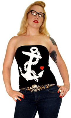 Show product details for Anchor & Heart on a black girls tube top