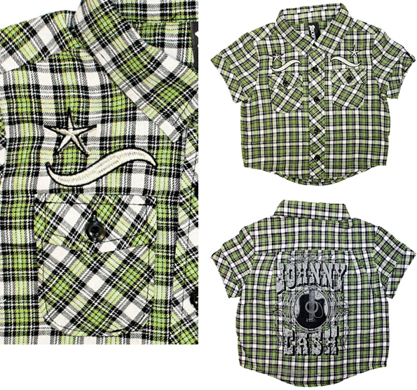 Johnny Cash- Kids Plaid Button Up by Sourpuss - SALE sz 6 & 12 month only