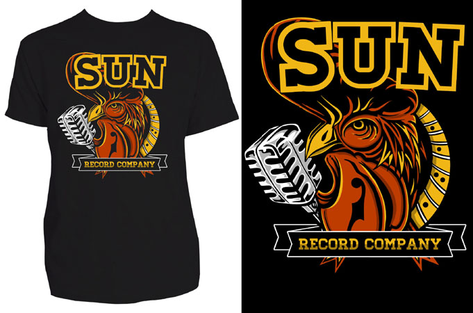Sun Records- Rooster w Mic shirt by Steady Clothing 
