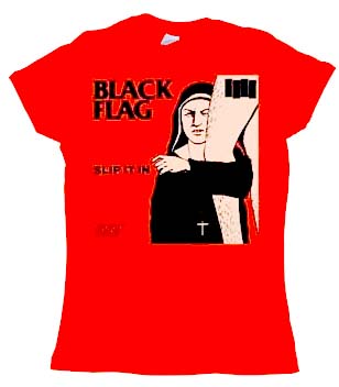 Black Flag- Slip It In on a red girls fitted shirt
