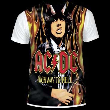 AC/DC- Angus Highway To Hell Subway Print (Oversized image) on a white shirt (Sale price!)