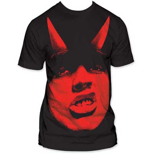 AC/DC- Angus Face Subway Print on a black guys slim fit shirt