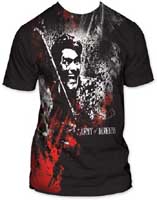 Army Of Darkness- Blood & Smoke subway print (Oversized full shirt image) on a black guys slim fit shirt