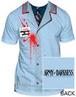Army Of Darkness- Hello, My Name Is (Oversize Subway Print) on front, Logo on back on a light blue shirt
