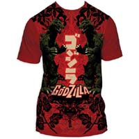 Godzilla- Duplicity subway print (Oversized full shirt image) on a cardinal guys slim fit shirt