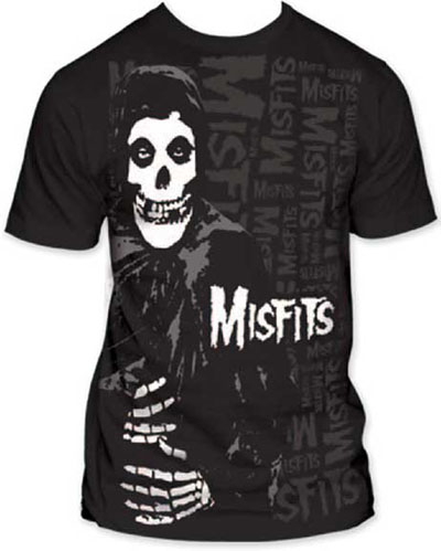 Misfits- Fiend & Repeating Logo Subway Print (Oversized image) on a black guys slim fit shirt (Sale price!)
