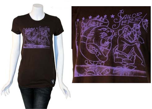 Flash Sketch on a Black Girls Shirt by Sailor Jerry  - SALE