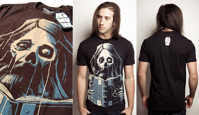 Necronomicom on a black shirt by Akumu Ink