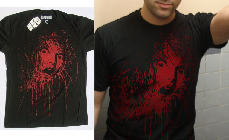 Horror on a black shirt by Akumu Ink