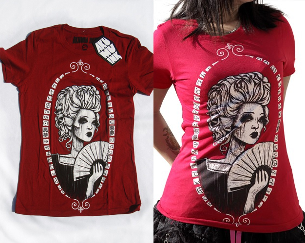 Death Before Dishonor (Marie Antoinette) on a red girls shirt by Akumu Ink - SALE