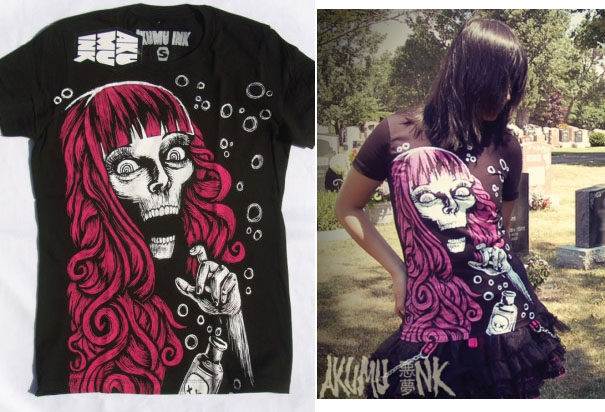 Poisoned on a black girls shirt by Akumu Ink