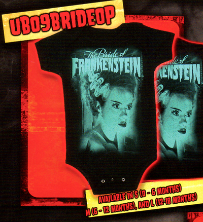 Show product details for Bride Of Frankenstein- Face on a black onesie by Rock Rebel (S:0-6m, M:6-12m, L:12-18m)